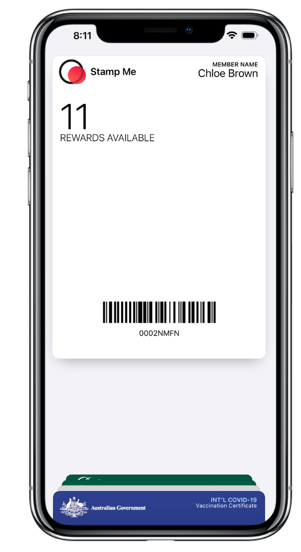 An example of the downloaded Member Code in the Apple Wallet.