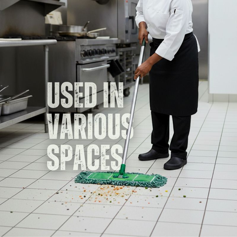 sous chef mopping away dried ingredients spilled on floor