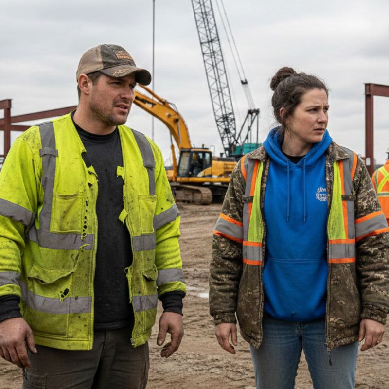two employees wearing inappropriate safety clothing on site.