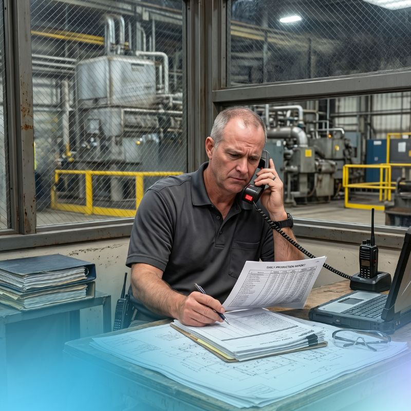 operational manager waiting on hold on the phone