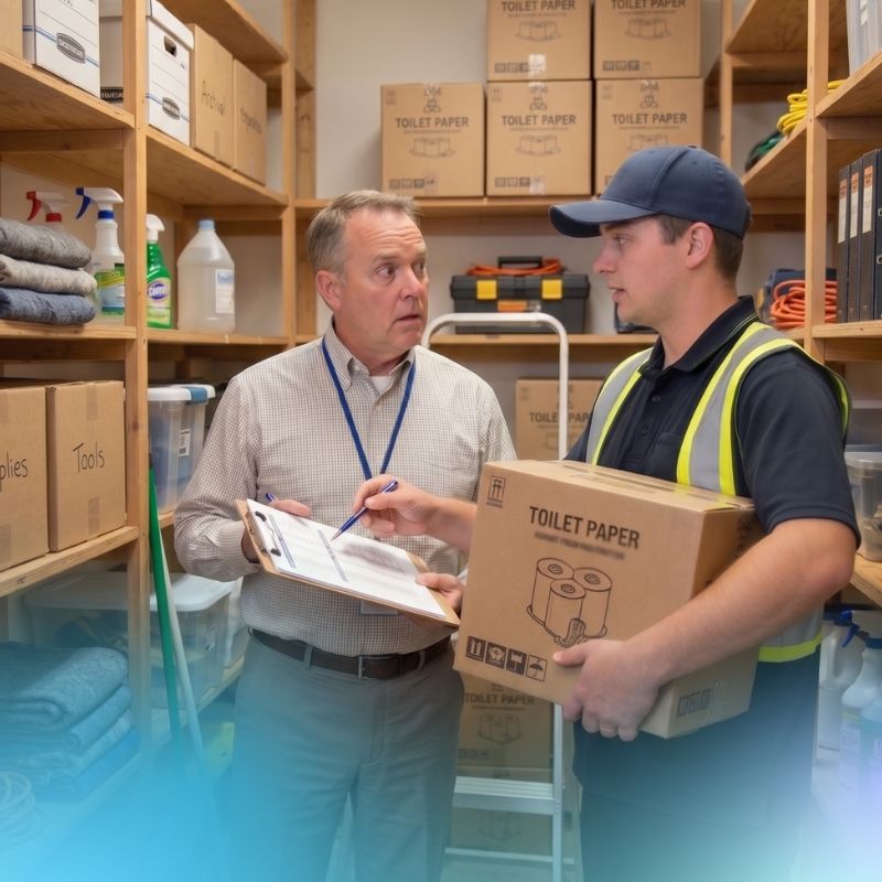 service rep speaking to a customer to let them know they have too much toilet paper, and should consider changing frequency