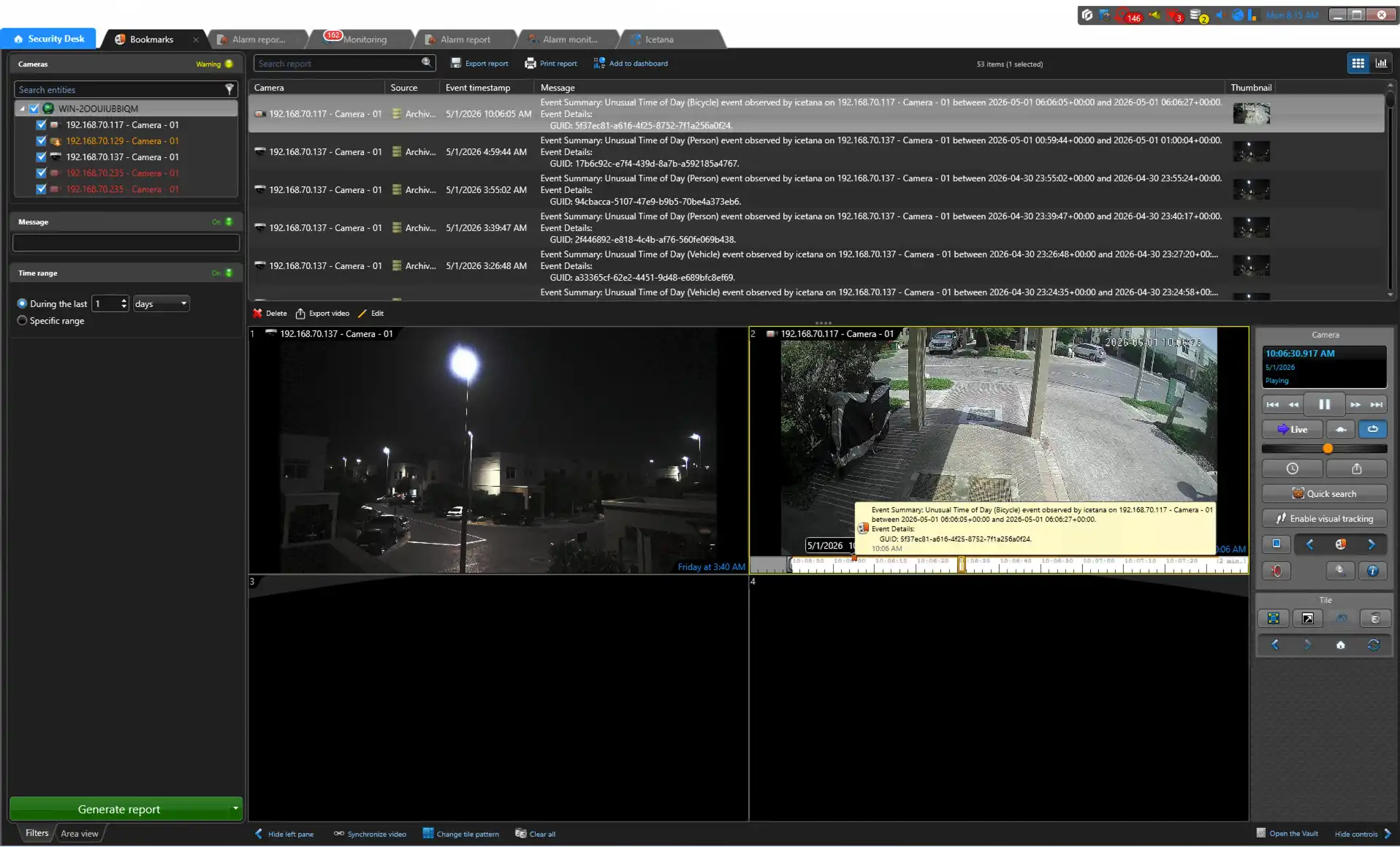 Genetec with icetana AI events