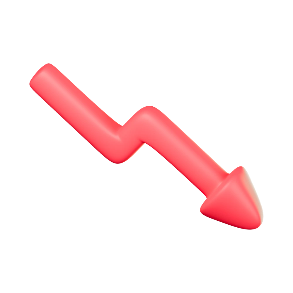 A 3D graphic of an arrow descending downwards.