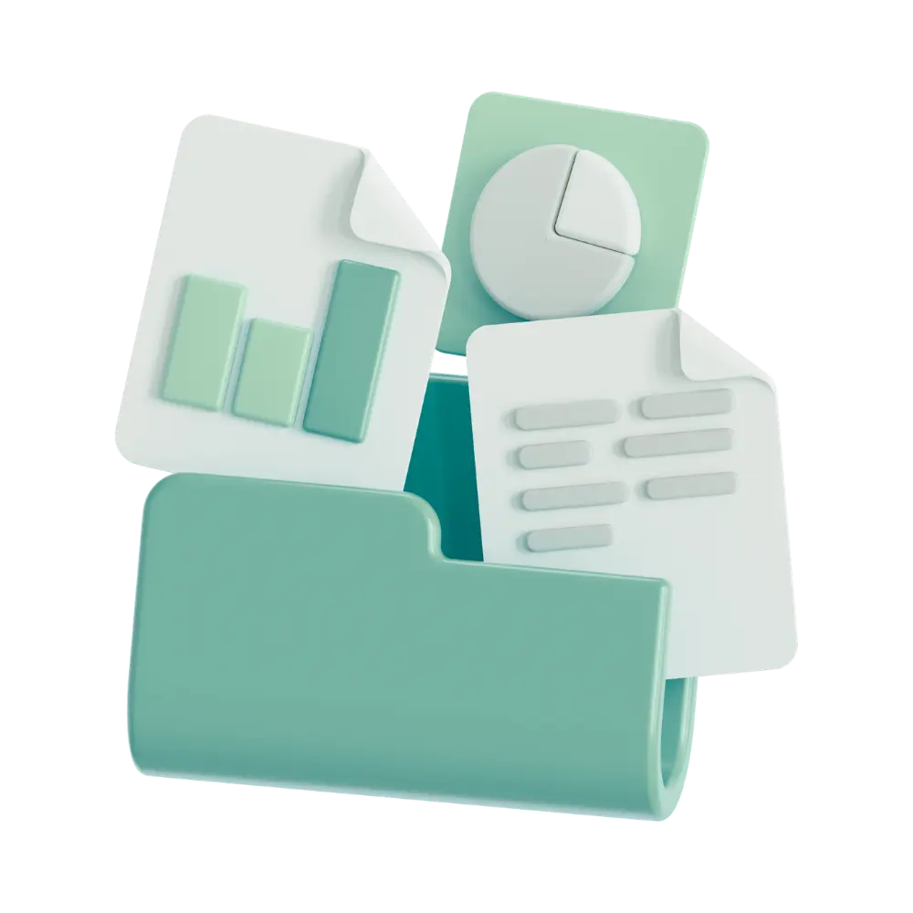 A 3D graphic of an open folder.