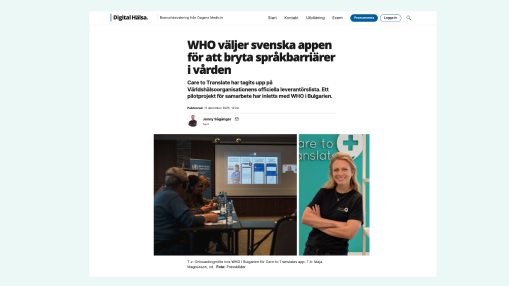 WHO väljer svenska appen för att bryta språkbarriärer i vården