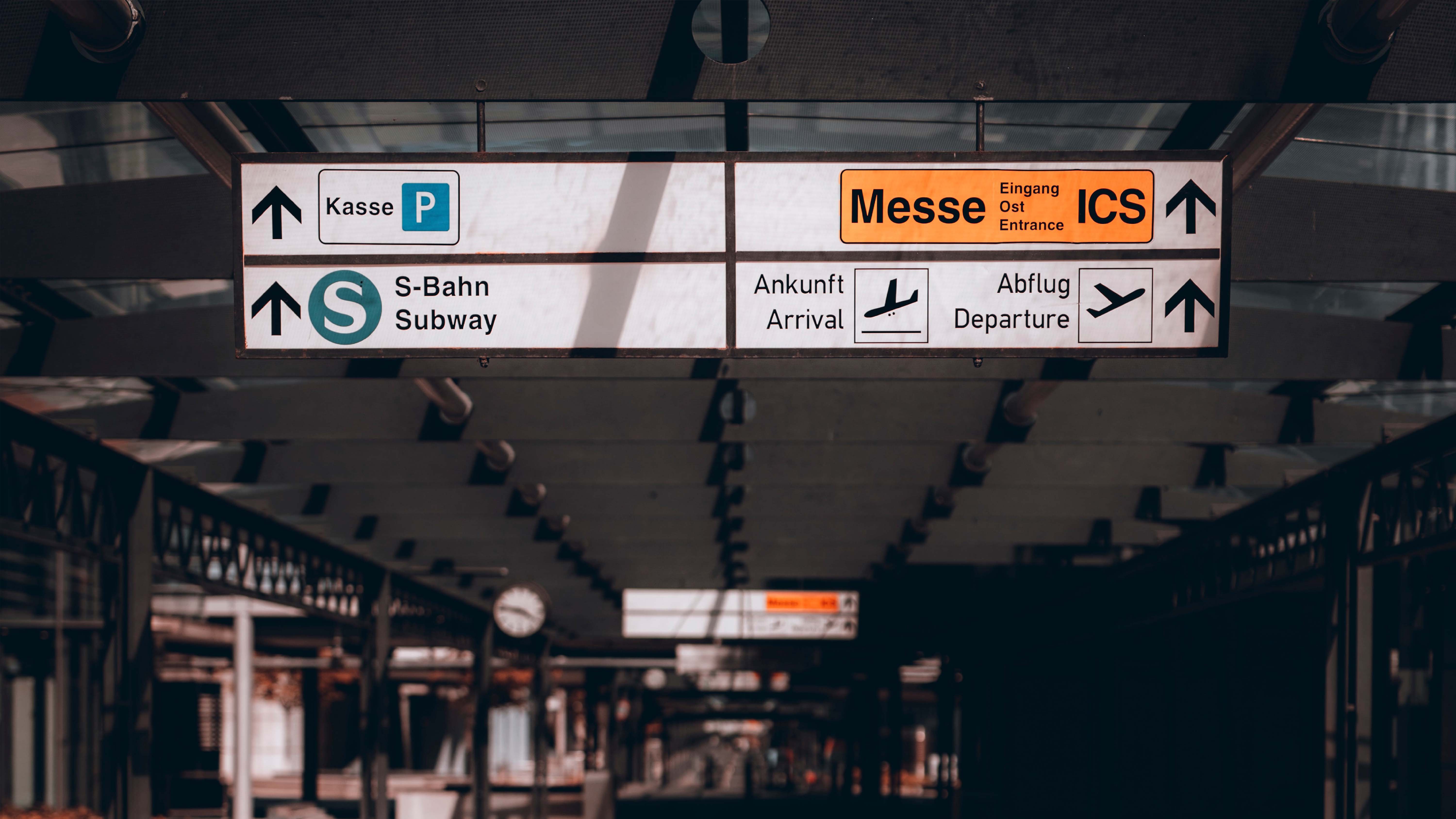 A sign at an airport