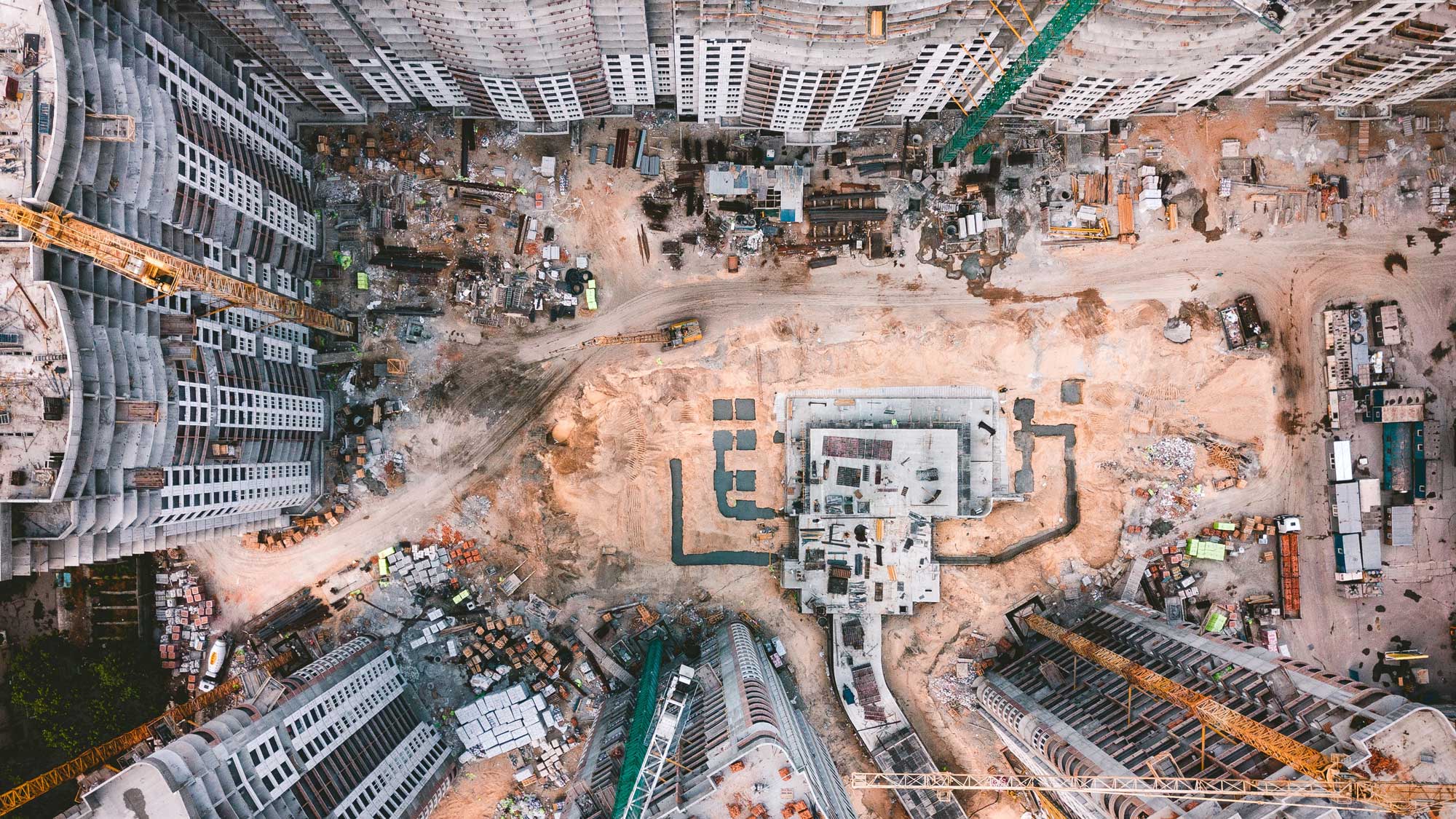 photo from above of a building site