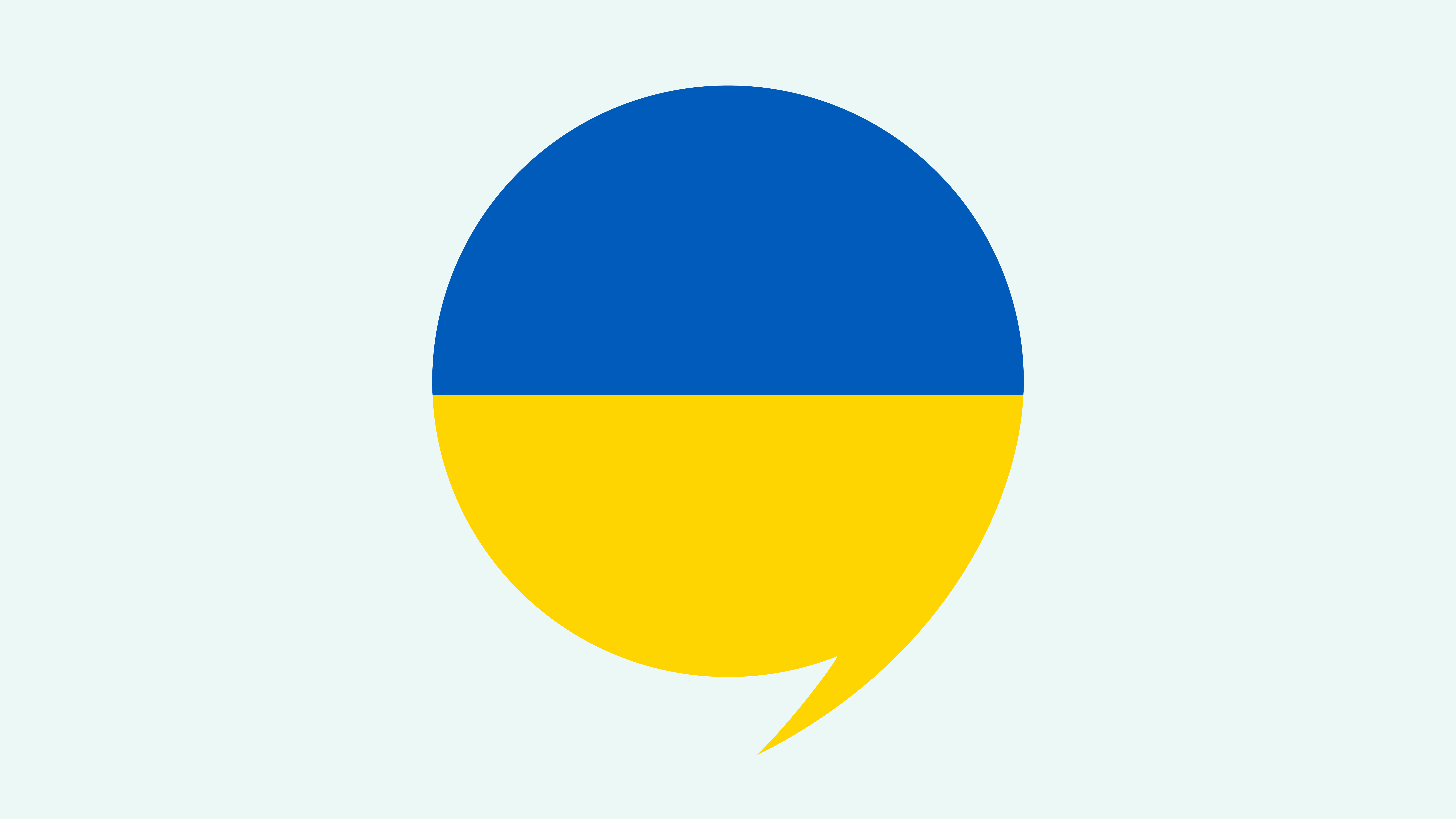 the ukrainian flag in a care to translate speech bubble