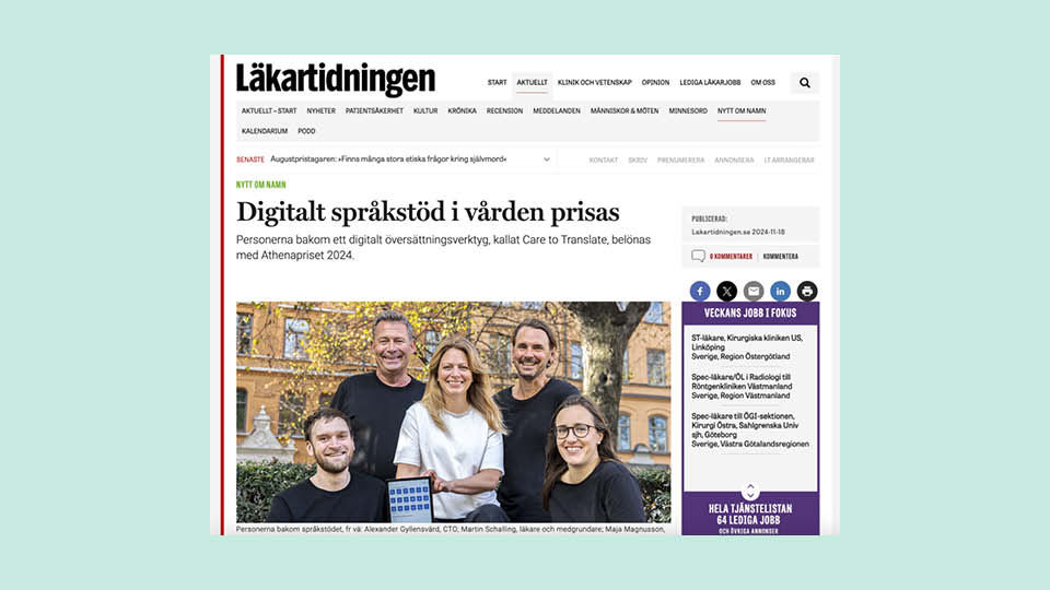 Digitalt språkstöd i vården prisas
