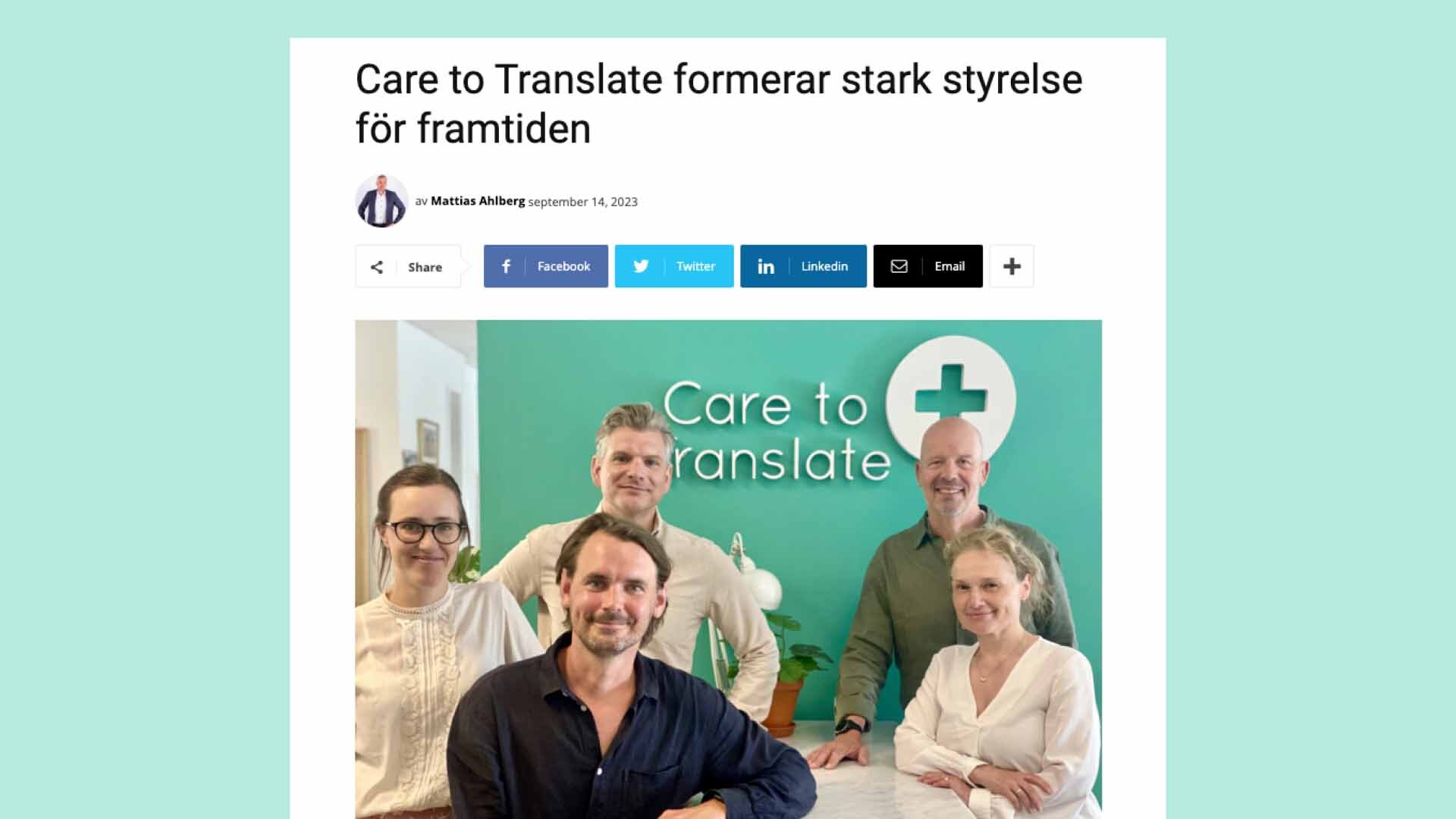 Care to Translate formerar stark styrelse för framtiden