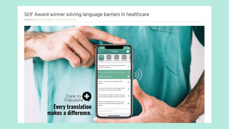 SEIF Award winner solving language barriers in healthcare