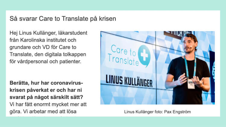 Så svarar Care to Translate på krisen