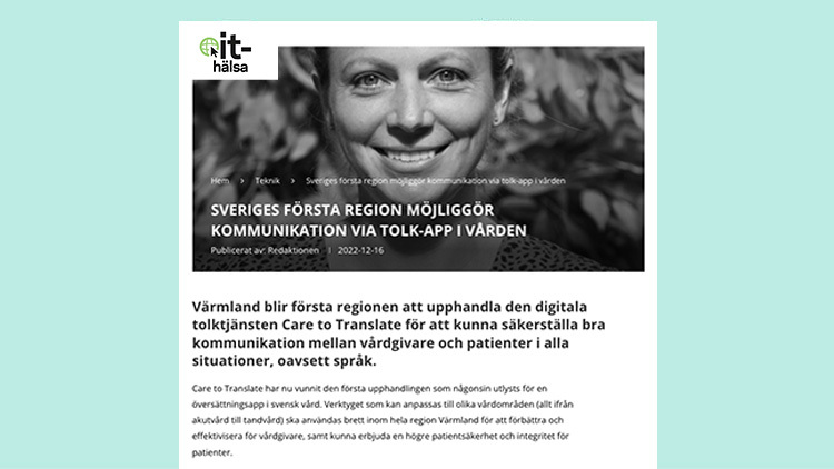 Sveriges första region möjliggör kommunikation via tolk-app i vården