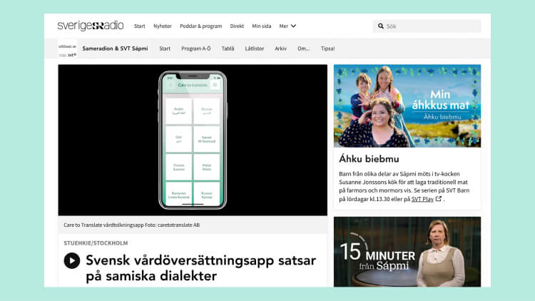Svensk vårdöversättningsapp satsar på samiska dialekter