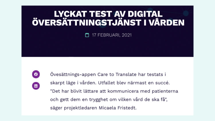 Lyckat test av digital översättningstjänst i vården