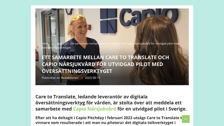 Utvidgad pilot för Capio Närsjukvärd