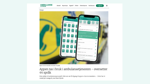 Appen tas i bruk i ambulansetjenesten - oversetter 44 språk