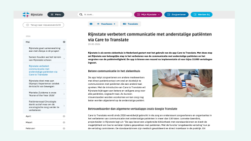 Rijnstate verbetert communicatie met anderstalige patiënten via Care to Translate