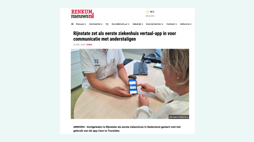 Rijnstate zet als eerste ziekenhuis vertaal-app in voor communicatie met anderstaligen