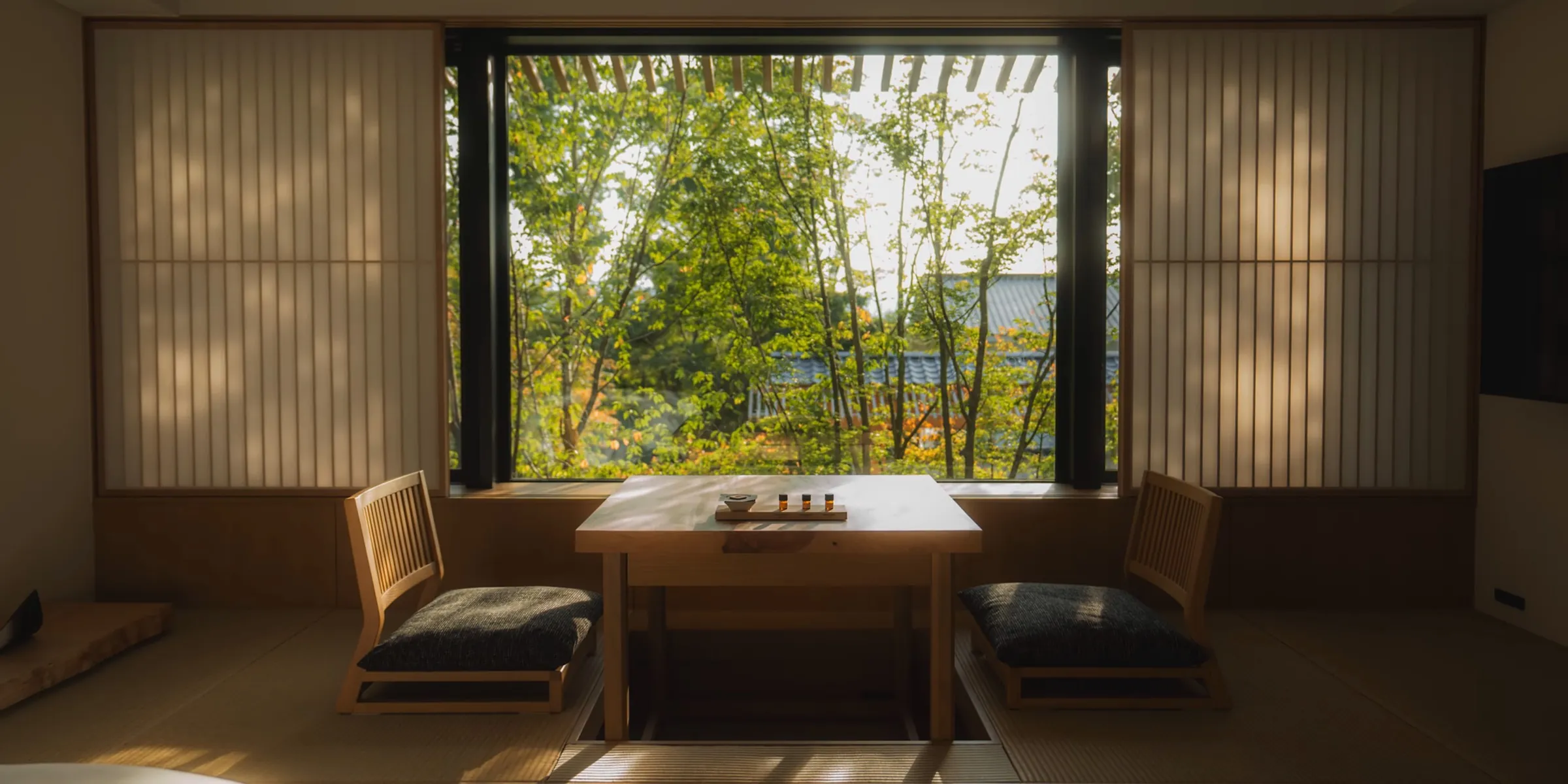 Tatami room with a garden view, still from the Banyan Group film Love Letter to Kyoto