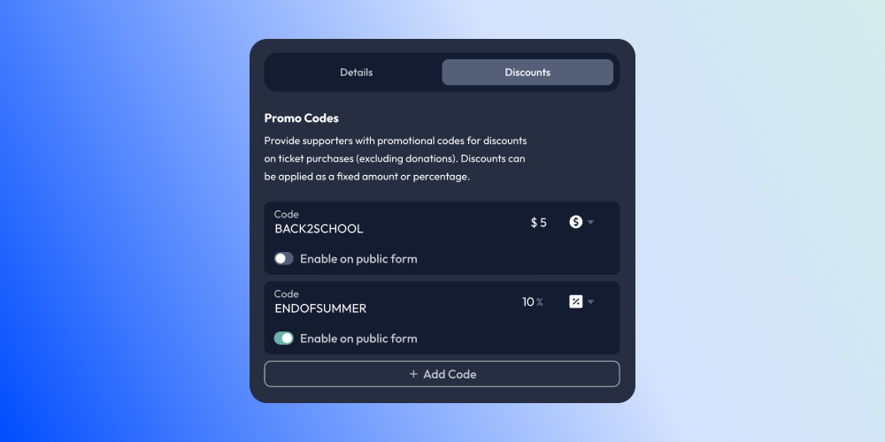Promo code improvements