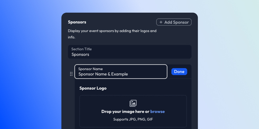 More flexibility with sponsor names in Events