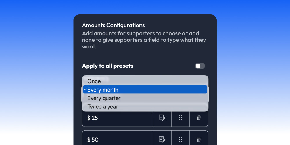How to set up Amounts by Frequency