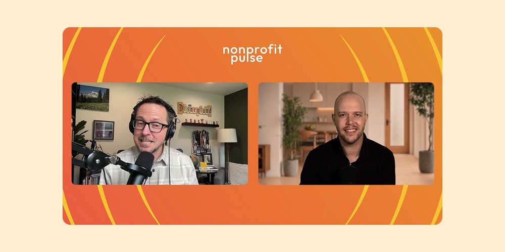 Nonprofit Pulse podcast host and guest recording an episode
