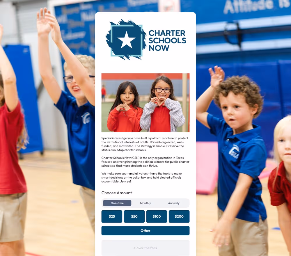Charter Schools Now Action Page Example