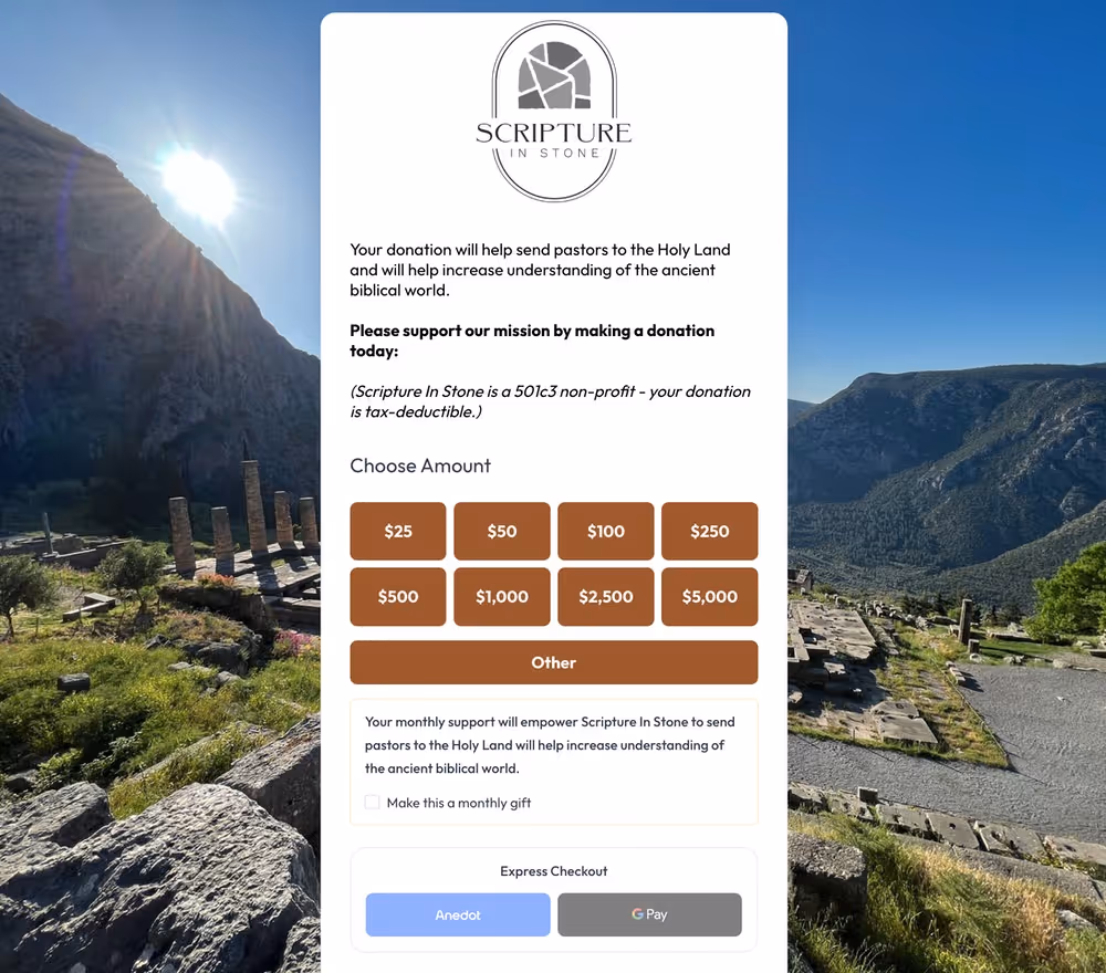 Scripture In Stone Action Page Example