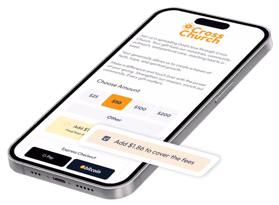 Donor Pays Fees Example For Churches and Ministries
