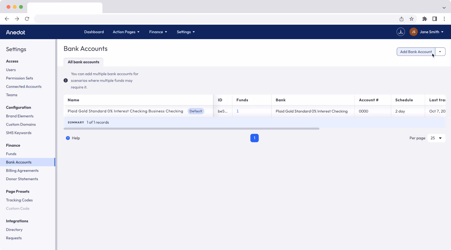 Multiple Bank Accounts View