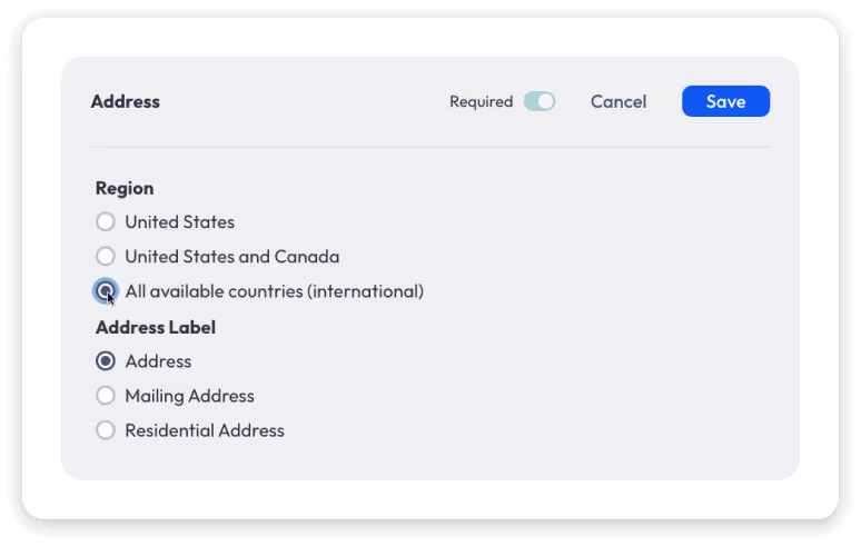 International Donations Screenshot