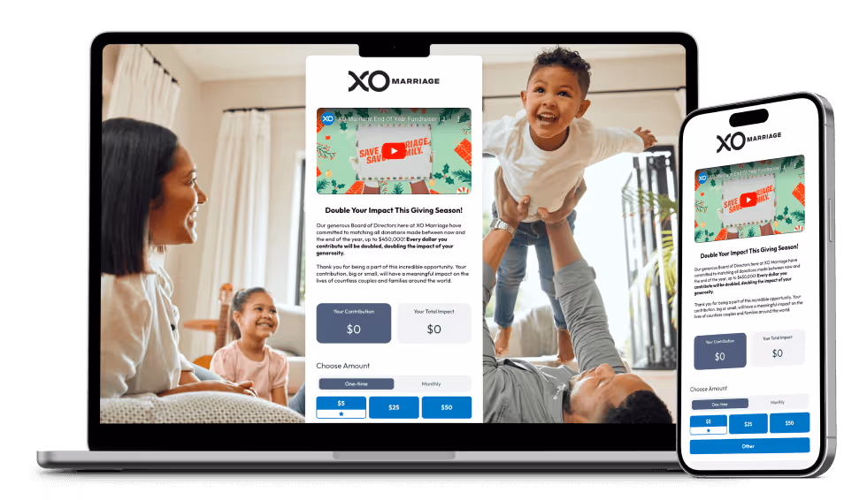 XO Marriage Action Page Builder Example on Mobile and Desktop