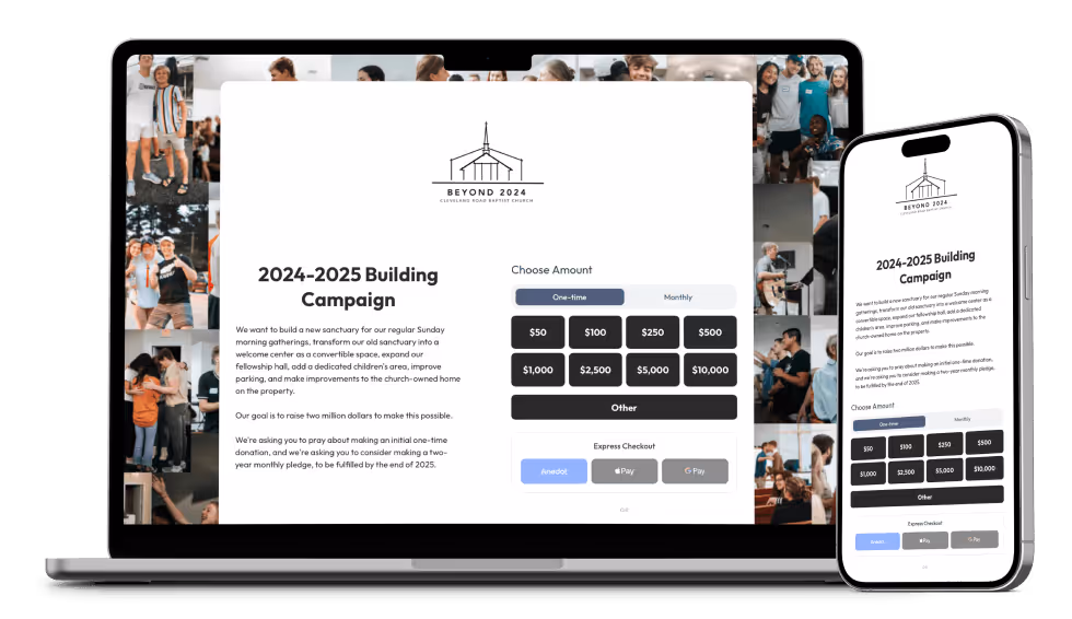 Cleveland Road Baptist Church Action Page Builder Example on Mobile and Desktop
