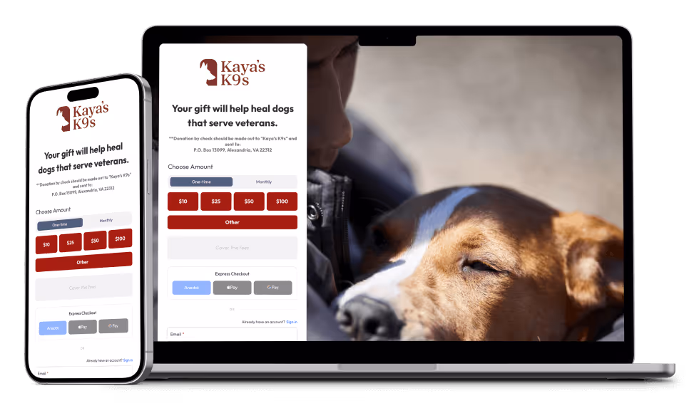 Kaya's K9's Action Page Builder Example on Mobile and Desktop