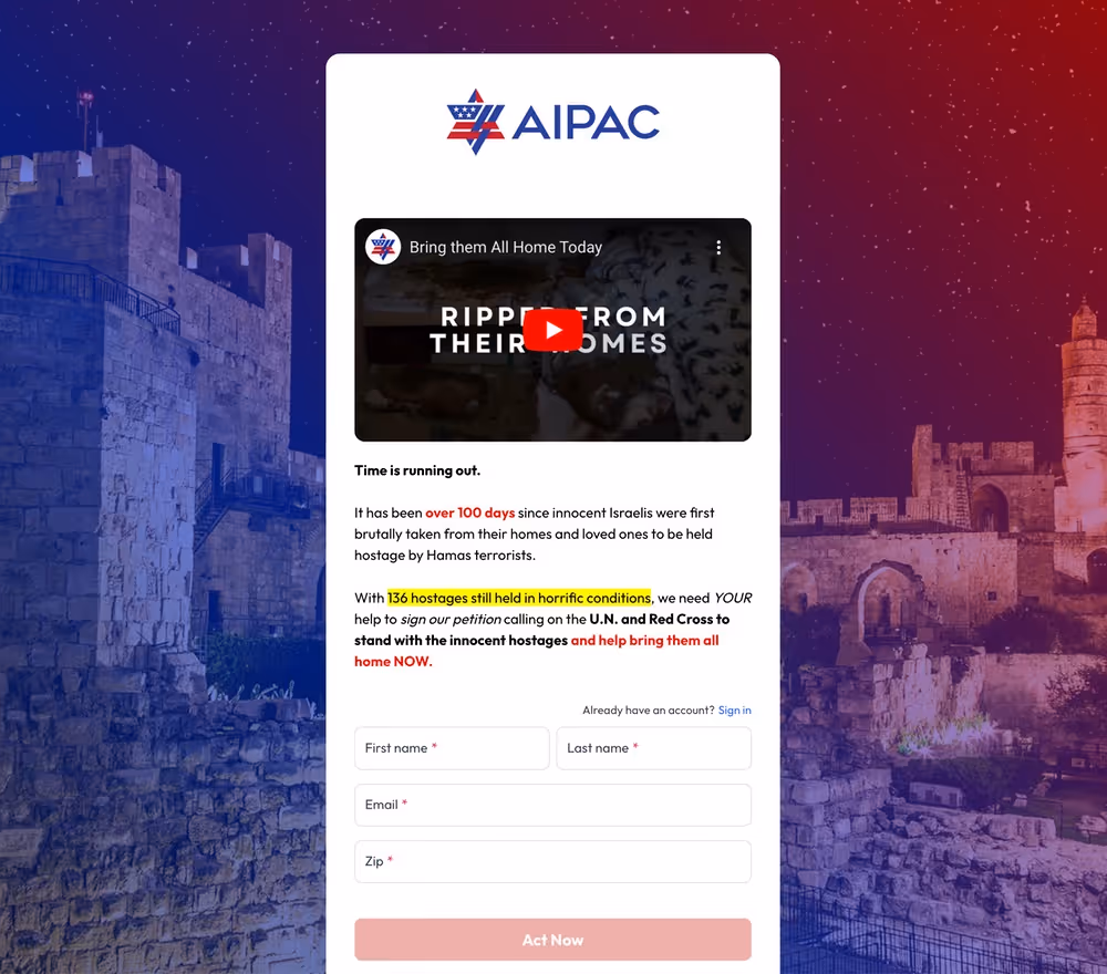 AIPAC Action Page
