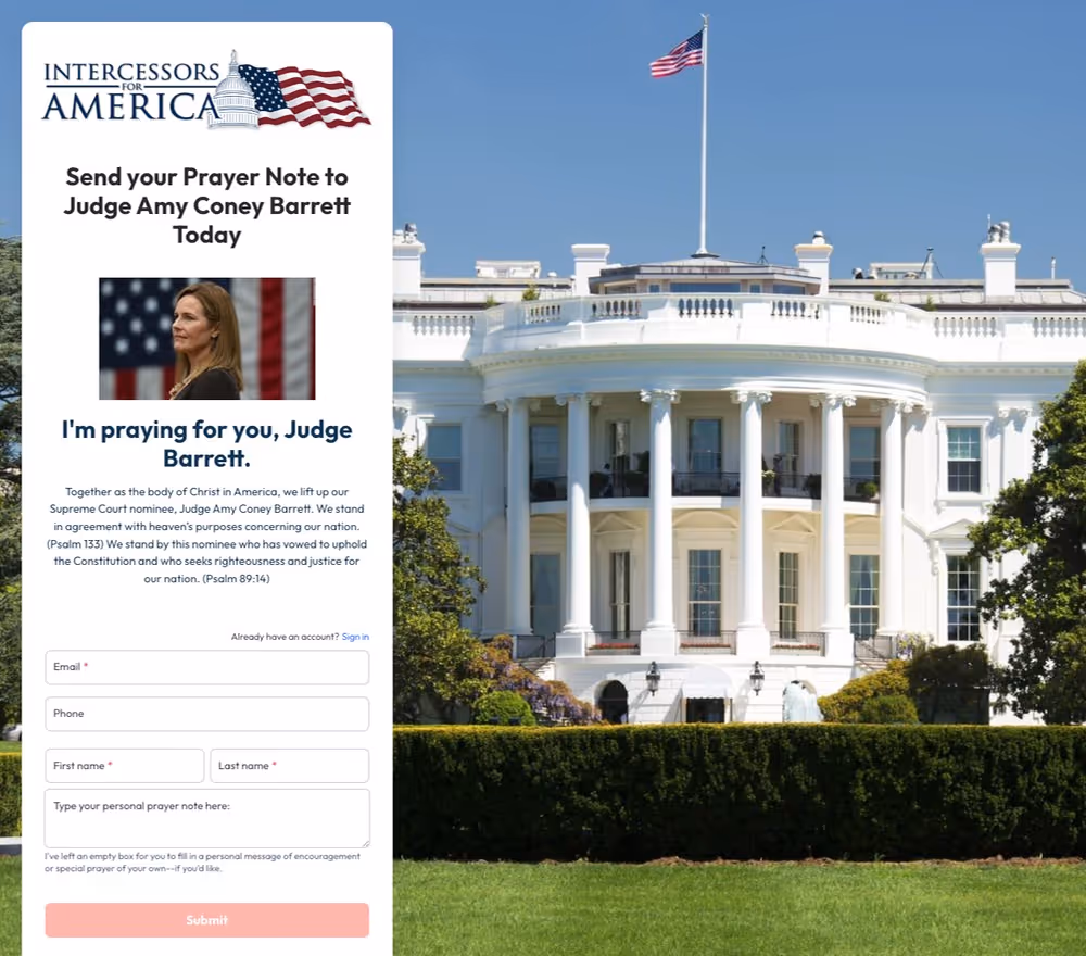 Intercessors For America Lead Page Example