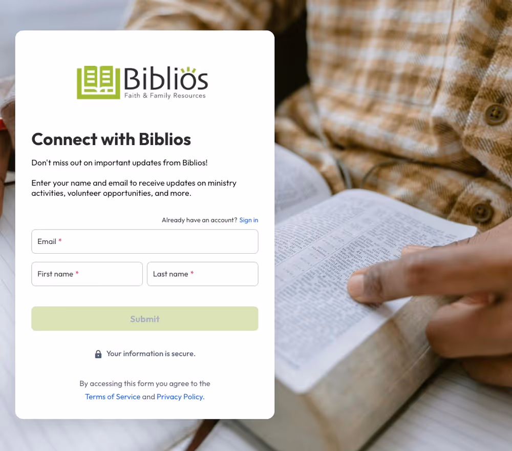 Biblios Lead Page Example