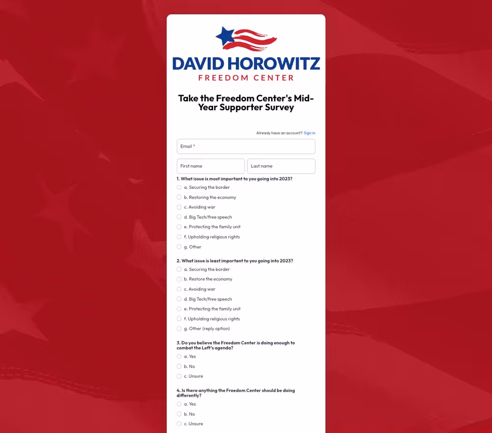 David Horowitz Freedom Center Survey Example