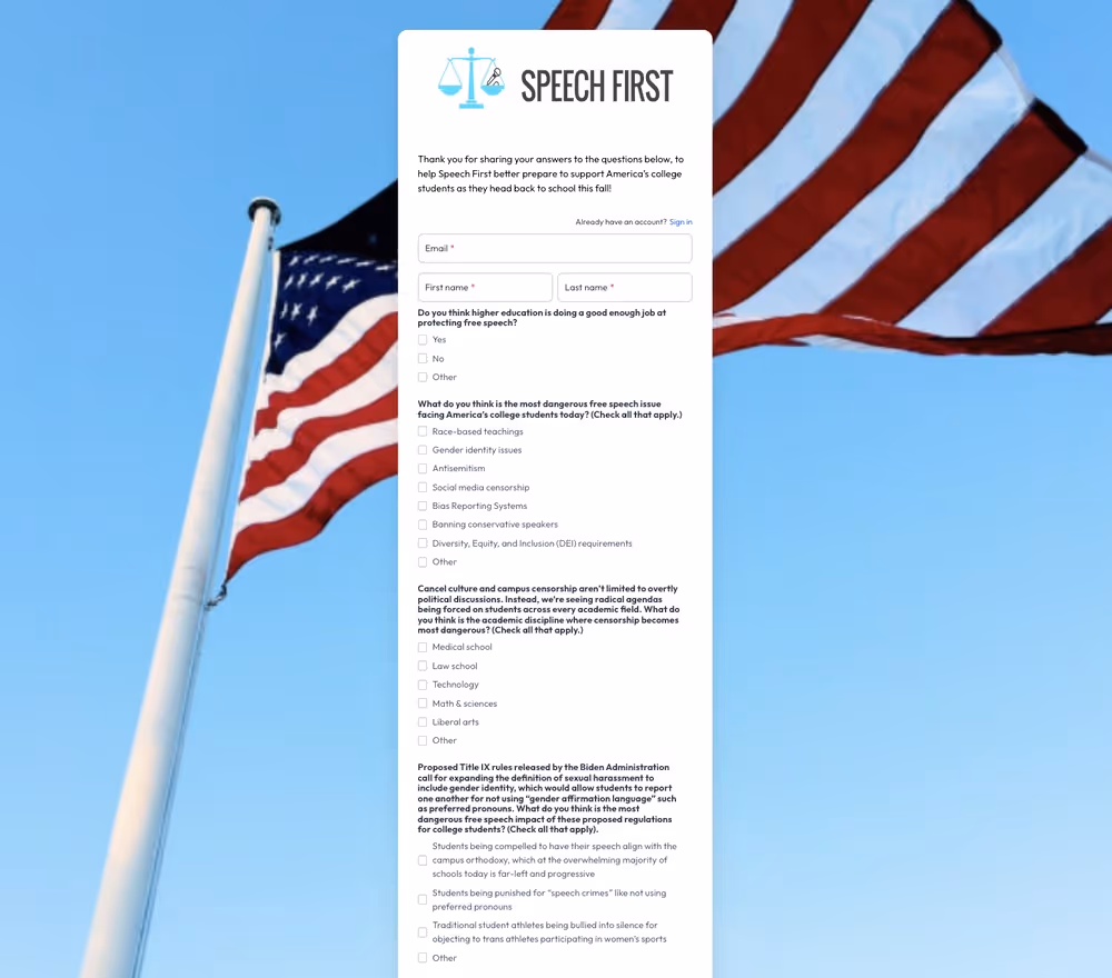 Speech First Survey Example