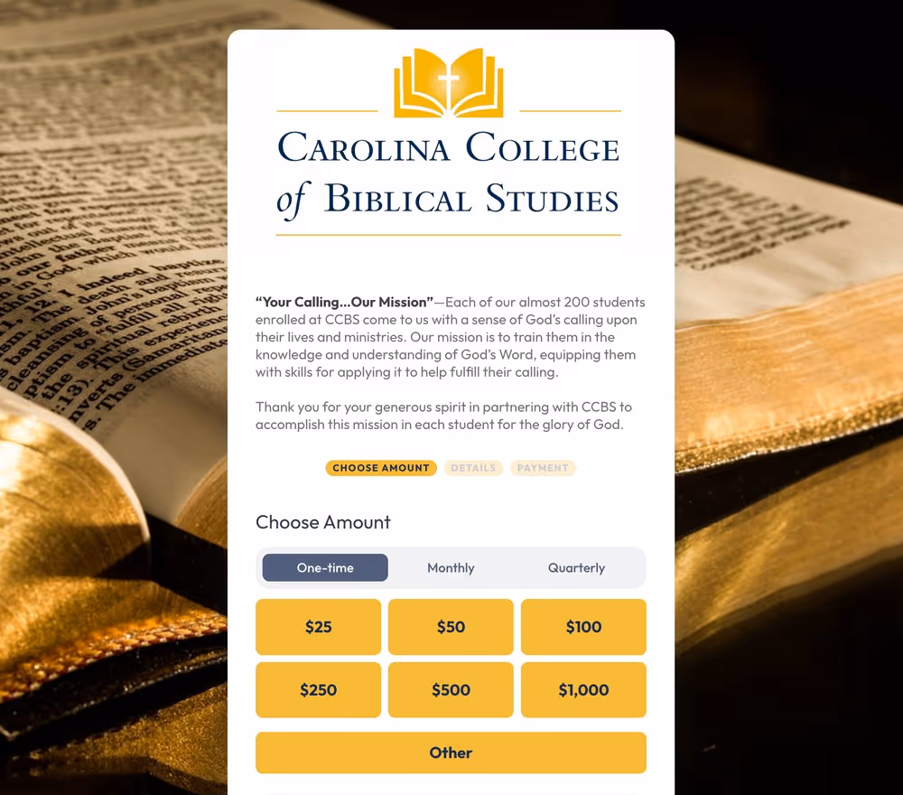 Carolina College of Biblical Studies AP Example