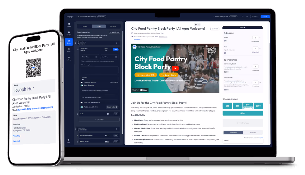 Anedot Events Desktop and Mobile