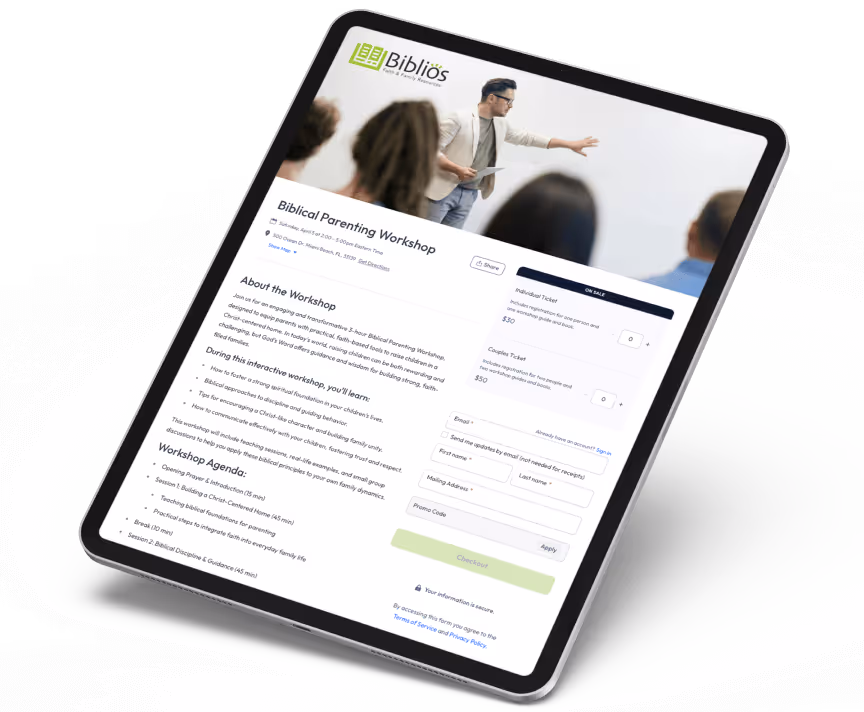 Ministry Event Page Example in iPad