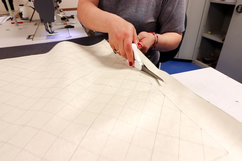 Cutting a quilted leather pattern
