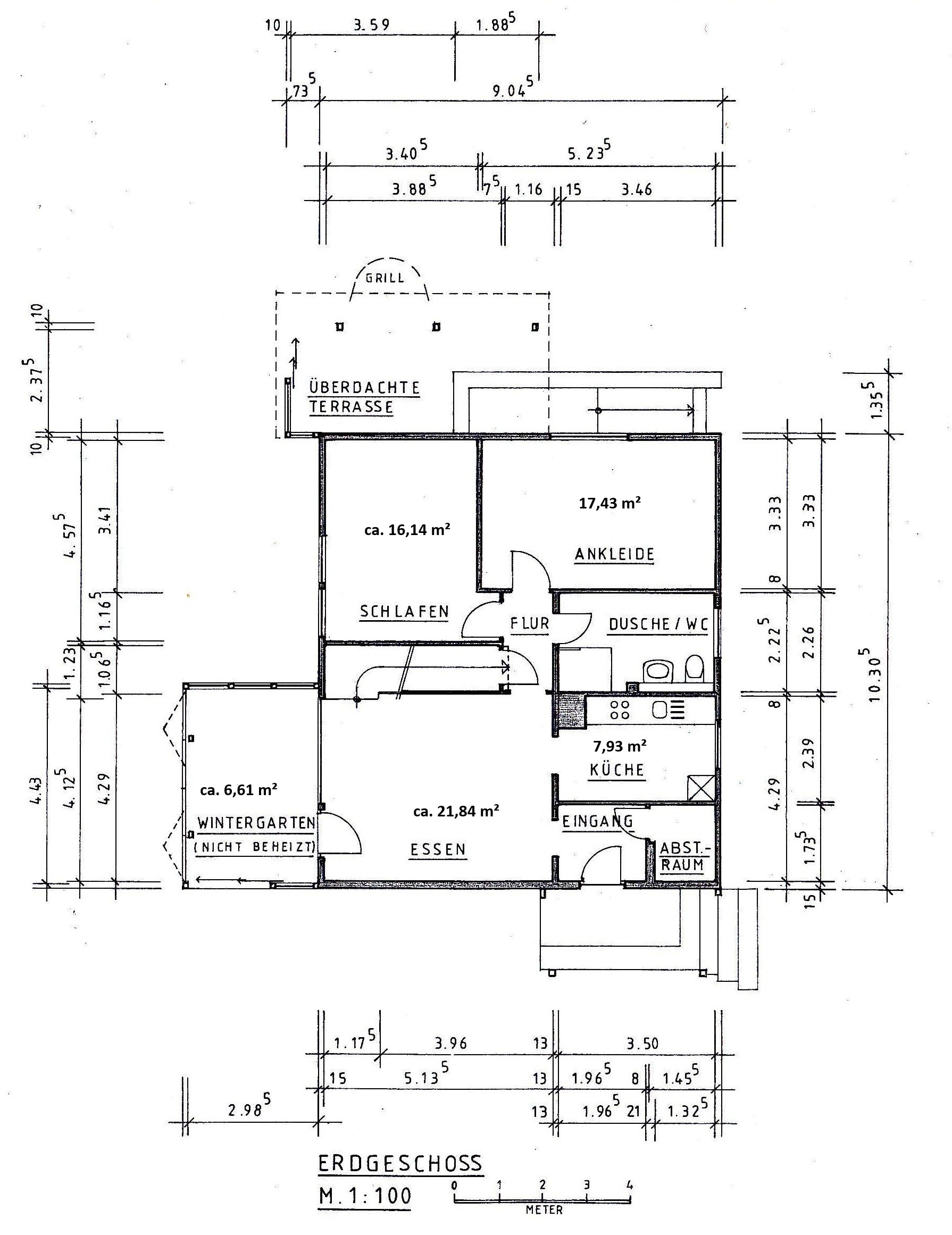 Grundriss Erdgeschoss Architekt mit Zimmergrößen