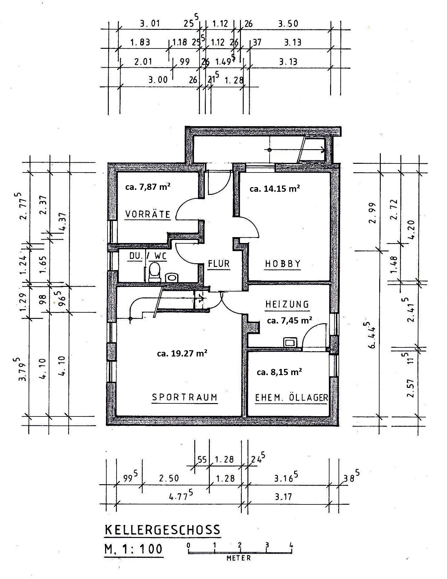 Grundriss Kellergeschoss Architekt mit Zimmergrößen