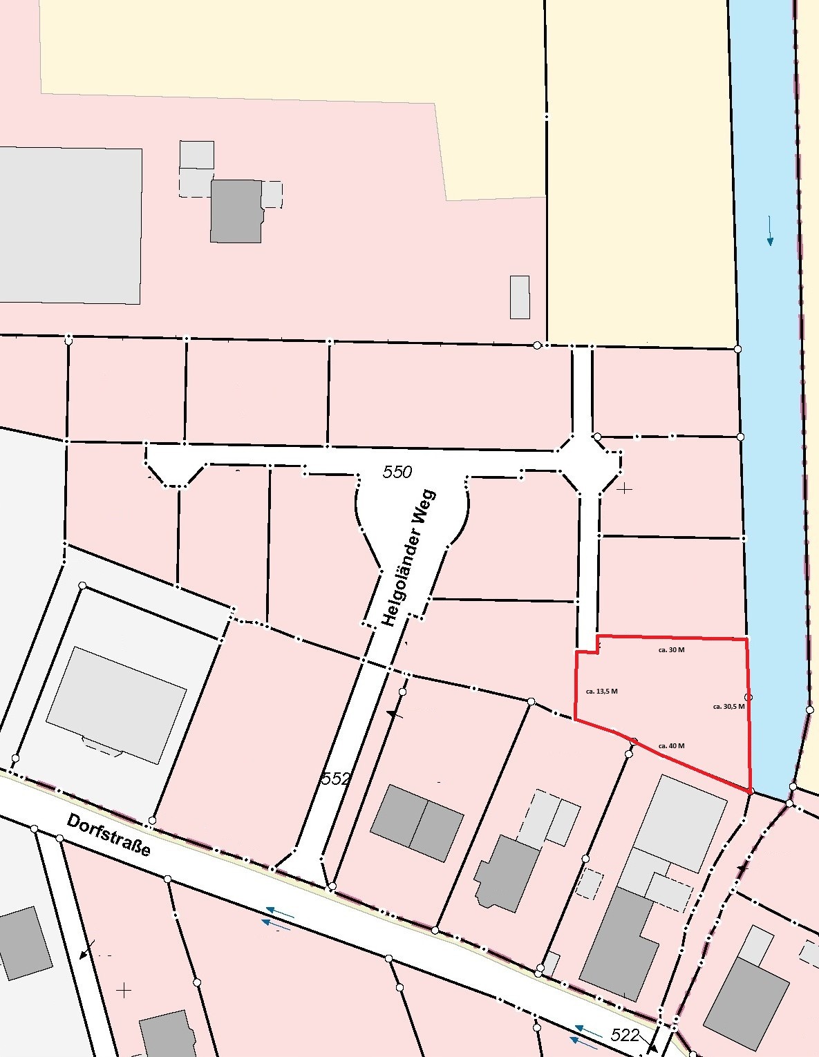 Flurkarte Helgoländer Weg Übersicht mit Maßen