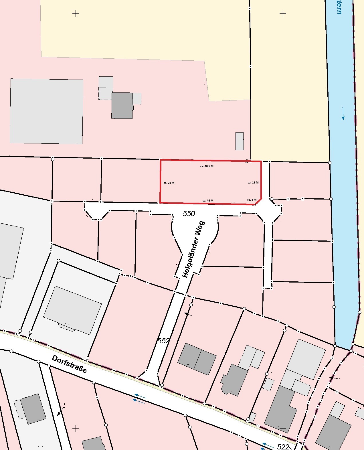 Flurkarte Helgoländer Weg - Auszug mit Maßen
