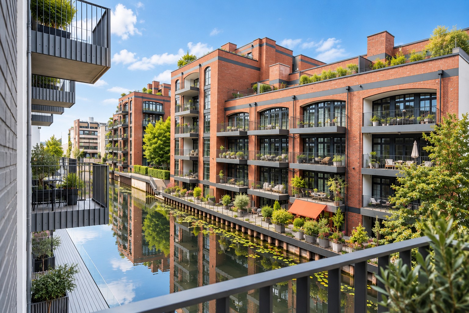Uhlenhorster Kanal - Blick vom Balkon Schlafzimmer